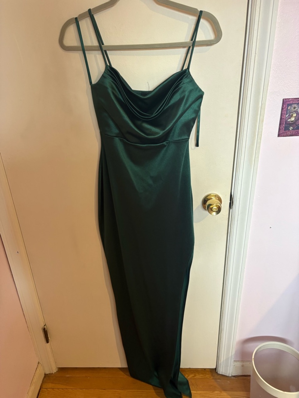 Windsor Dark Green Satin Cowl Neck Maxi Dress